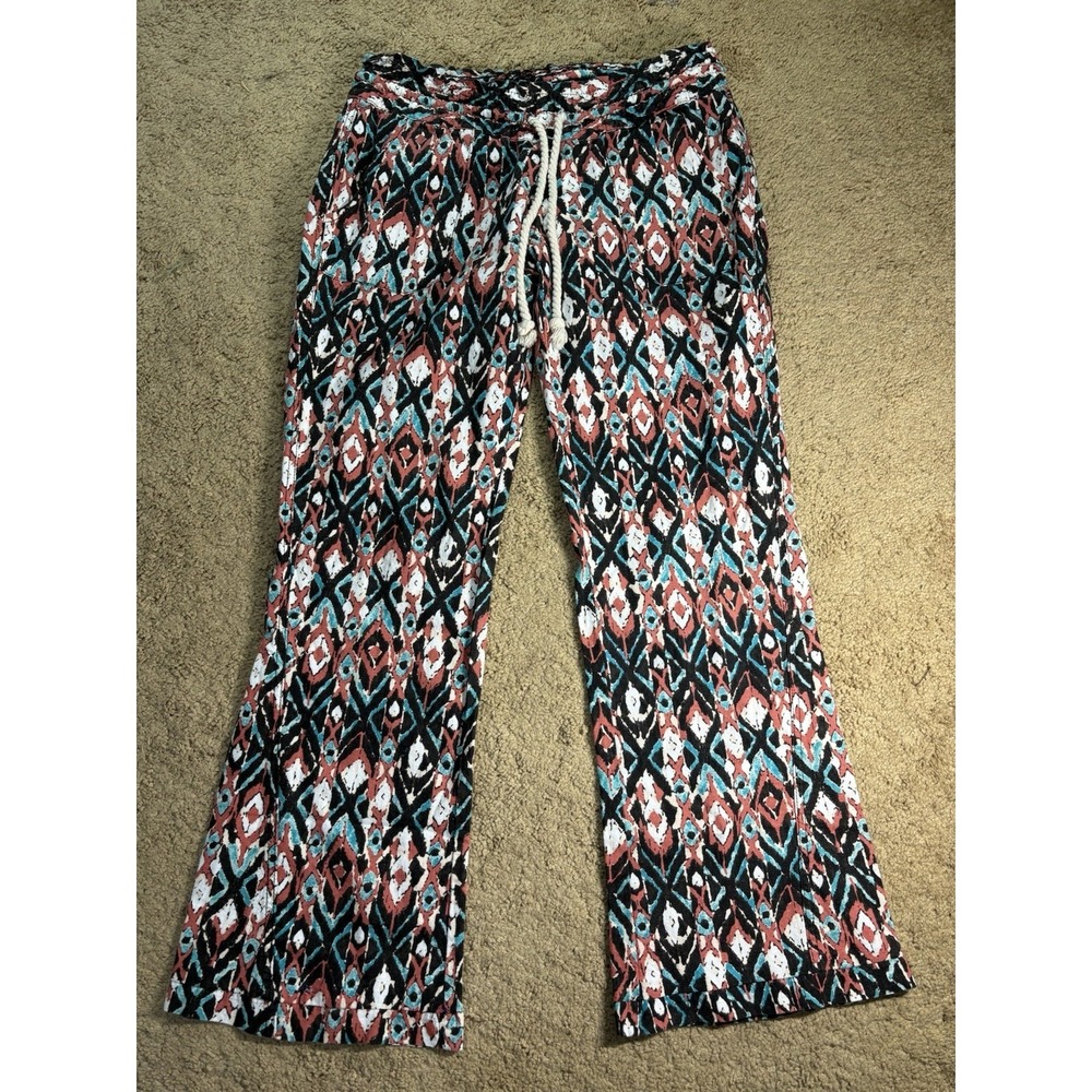 Roxy Oceanside Tribal Flare Pants Women Small Boho Resortwear Travel